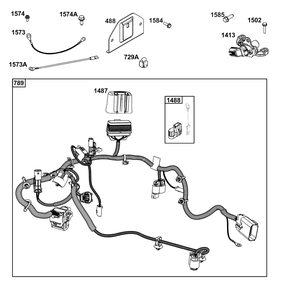 Controls Group Diagram and Parts List for 49X977-0015-J1  Briggs and Stratton Engine